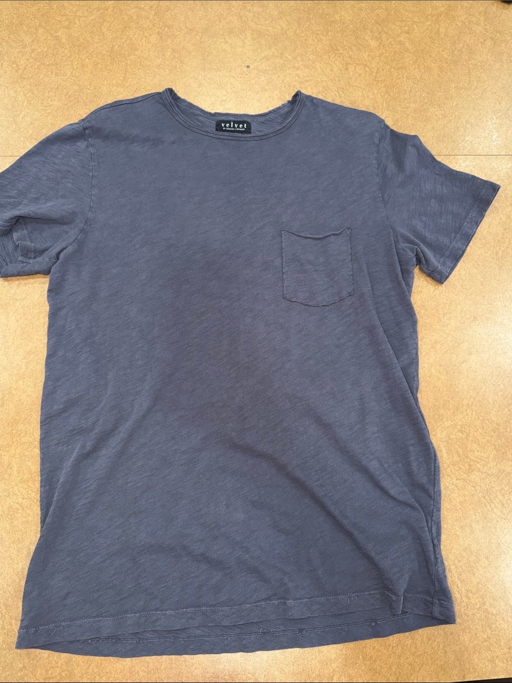 Velvet by Graham Men's Slate Blue Short Sleeve Pocket Tee • 100% Cotton